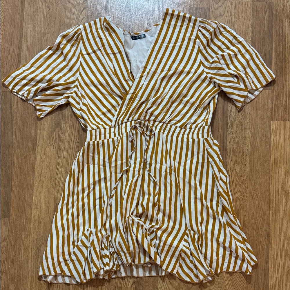 Striped Dress in Mustard & White